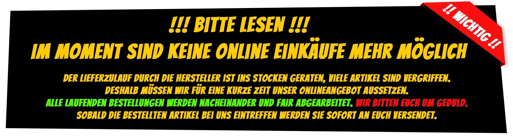 Growversand Startbanner Bitte um Geduld